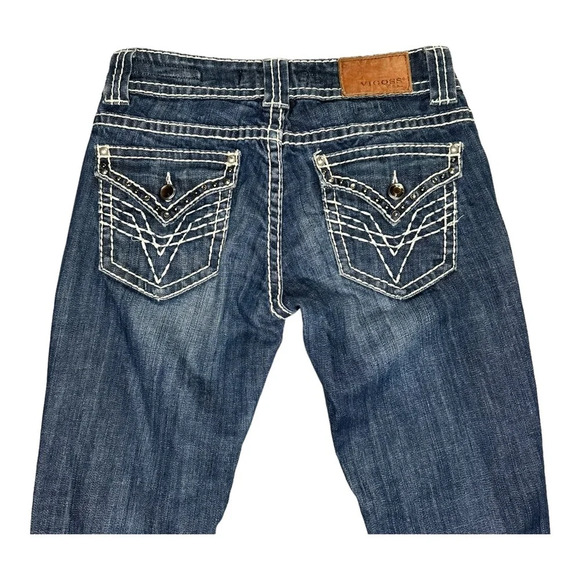 Vigoss Dark Wash Thick Stitch Embellished Fit Skinny Jean. Sz: 3/4 - Picture 7 of 12